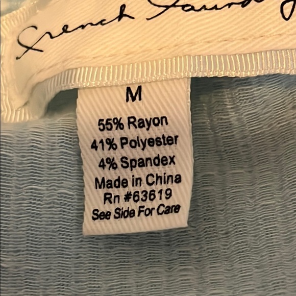 French Laundry Light Blue White Striped High/Low Button-Up Women's Top Size M - Picture 5 of 6